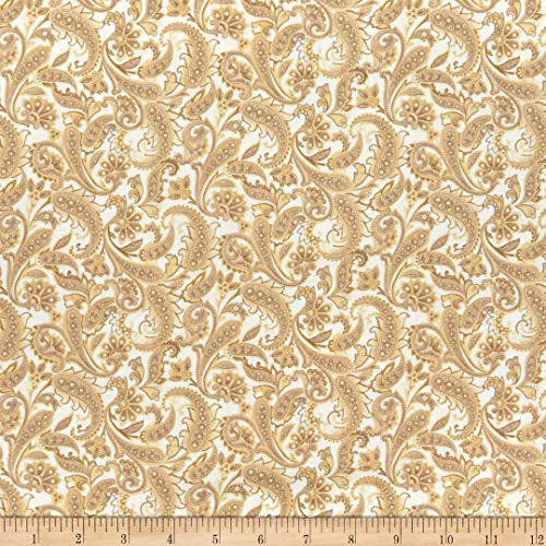 Benartex Winterberry Winter Tonal Paisley Parchment Quilt Fabric By The Yard
