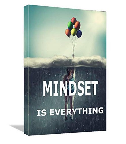 Mindset is Everything Canvas Wall Art -Motivational Inspirational Entrepreneur Quotes Poster Print - Modern Painting Picture Framed for Living Room Bedroom Office Home Decor Ready to Hang -12 x16