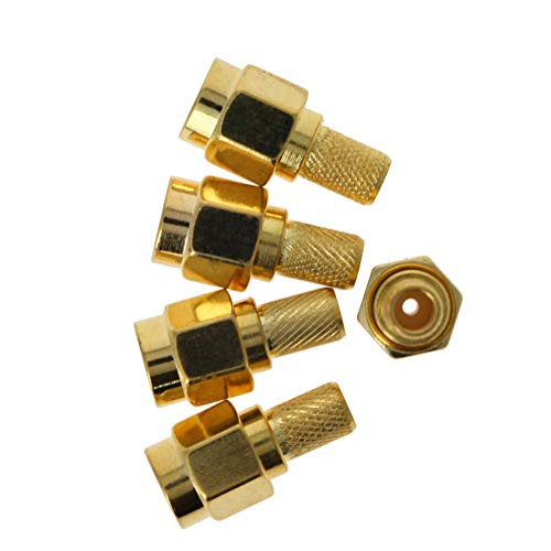Othmro SMA-J-3 Gold Tone SMA Male Straight Jack RF Coaxial Adapter Connector Cable Extension 5pcs