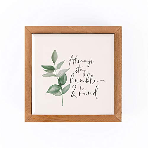 P_ Graham Dunn Humble and Kind Classic White 5 x 5 Pine Wood Decorative Framed Art Sign P_ Graham Dunn Humble and Kind Classic White 5 x 5 Pine Wood Decorative Framed Art Sign