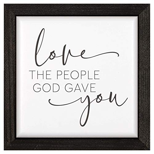 P_ Graham Dunn Love The People Classic White 5 x 5 Pine Wood Decorative Framed Art Sign P_ Graham Dunn Love The People Classic White 5 x 5 Pine Wood Decorative Framed Art Sign