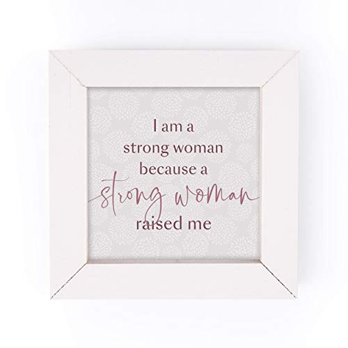 P_ Graham Dunn Strong Woman Floral Cream 5 x 5 Pine Wood Decorative White Framed Art Sign