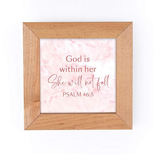 P_ Graham Dunn She Will Not Fall Marbled 5 x 5 Pine Wood Decorative Fawn Framed Art Sign