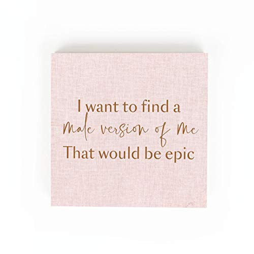 P_ Graham Dunn Male Version of Me Pink Linen 5_38 x 5_38 Pine Wood Tabletop Word Block Sign