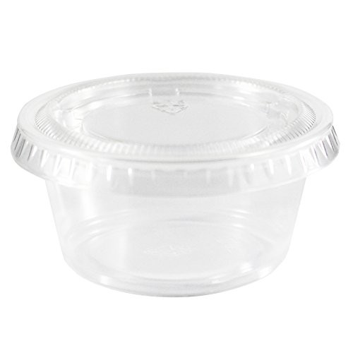 EDI Clear Plastic Disposable Portion Cups/Souffle Cup with Lids (100, 2 oz)
