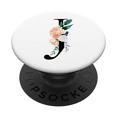 J Initial Floral Phone Knob For Girls Monogram Letter PopSockets PopGrip Swappable Grip for Phones   Tablets