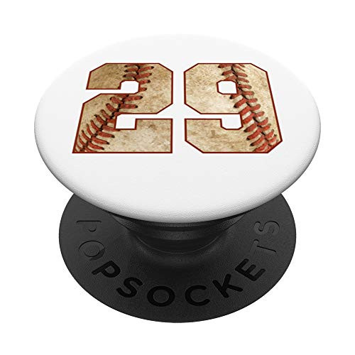 Player Number 29 Baseball Dirty Distressed Ball Sports Team PopSockets Grip and Stand for Phones and Tablets
