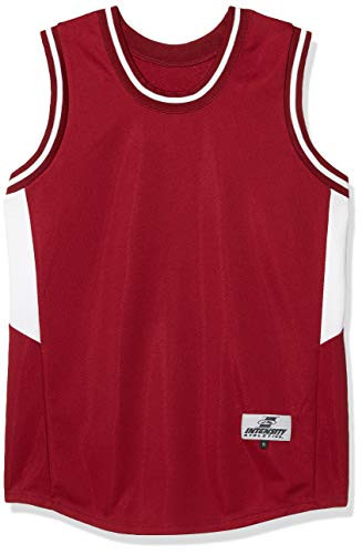 Intensity Mens Flatback Mesh Basketball Jersey CardinalWhite Large