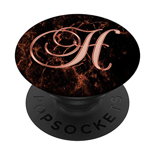H Pink Black Abstract Initial Monogram Capital Letter Name PopSockets Grip and Stand for Phones and Tablets