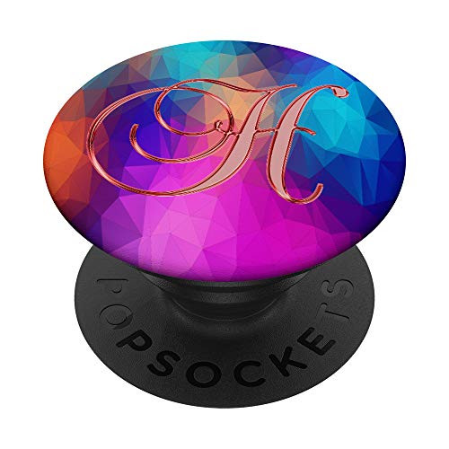 H Red Triangles Polygon Geometric Initial Monogram Letter PopSockets Grip and Stand for Phones and Tablets