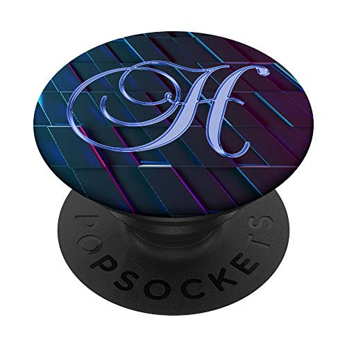 H Blue Rectangle Polygon Geometric Initial Monogram Letter PopSockets Grip and Stand for Phones and Tablets
