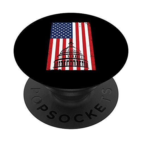 Washington DC Capitol Hill American Flag Vintage Gift PopSockets Grip and Stand for Phones and Tablets