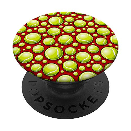 Green Red Cute Retro Vintage Tennis Player Racket Ball Gift PopSockets Grip and Stand for Phones and Tablets