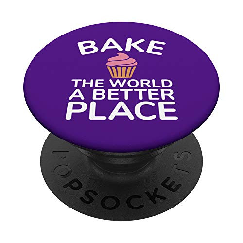 Bake the World a Better Place Cupcake Baker Purple PopSockets Grip and Stand for Phones and Tablets