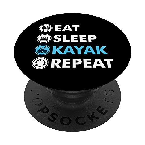 Eat Sleep Kayak Black PopSockets Grip and Stand for Phones and Tablets