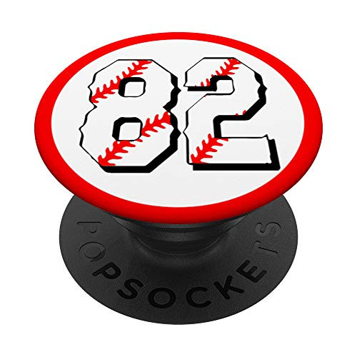 cool Baseball number eighty two  82 Perfect baseball player PopSockets Grip and Stand for Phones and Tablets
