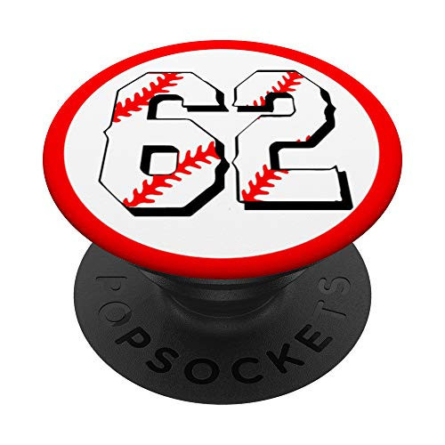 cool Baseball number sixty two  62 Perfect baseball player PopSockets Grip and Stand for Phones and Tablets