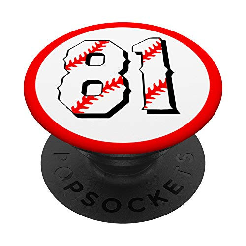 cool Baseball number eighty one  81 Perfect baseball player PopSockets Grip and Stand for Phones and Tablets