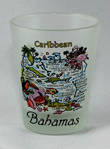 Bahamas Caribbean Map Frosted Shot Glass Lpco