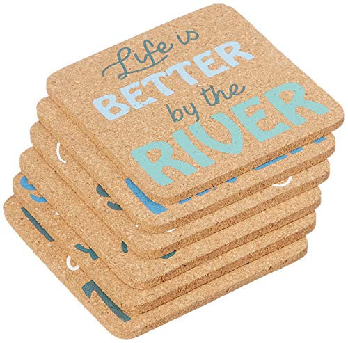 DEI River Sayings Coasters 4 sq Mulitcolor