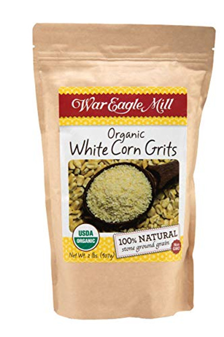 War Eagle Mill White Corn Grits Organic non-GMO stone-ground in the Ozarks 2 lbs War Eagle Mill White Corn Grits Organic non-GMO stone-ground in the Ozarks 2 lbs