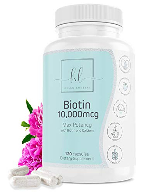 Biotin Vitamin B7 10000mcg Extra Strength - Supports Healthy Hair Skin and Nails - Made in America - Premium Biotin Supplement to Support Hair Growth for Women Non-GMO - 120 Capsules Biotin Vitamin B7 10000mcg Extra Strength - Supports Healthy Hair Skin and Nails - Made in America - Premium Biotin Supplement to Support Hair Growth for Women Non-GMO - 120 Capsules
