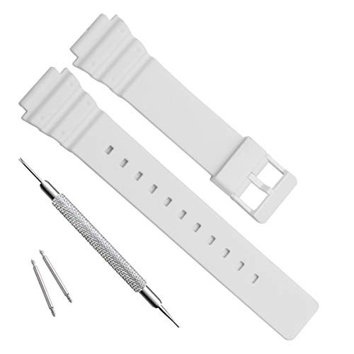 OliBoPo Waterproof Natural Resin Replacement Watch Band for Womens Casio MRW-200H White