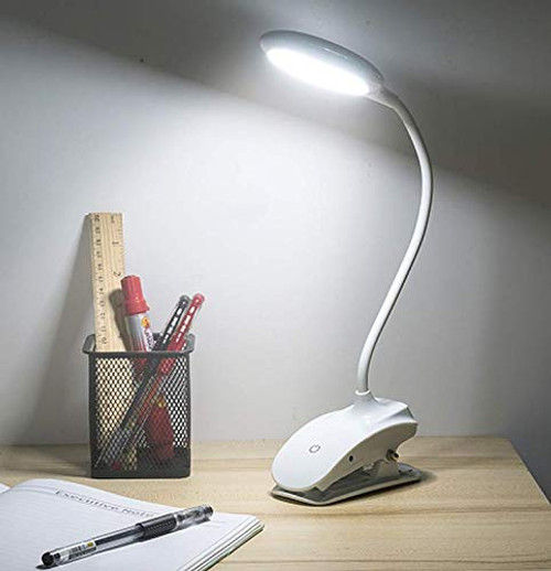 XPXKJ 18 LED Desk Lamp with Flexible Gooseneck 3 Level Brightness Battery Operated Table Lamp Dimmable Touch Control Compact Portable lamp Eye-Caring and Energy Saving White 1108Clip Lights XPXKJ 18 LED Desk Lamp with Flexible Gooseneck 3 Level Brightness Battery Operated Table Lamp Dimmable Touch Control Compact Portable lamp Eye-Caring and Energy Saving White 1108Clip Lights