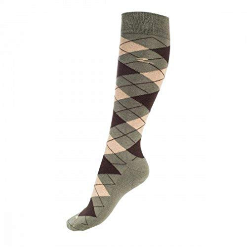Horze Alana Checked Winter Knee High Socks - Colour Pewter - Size 39-41