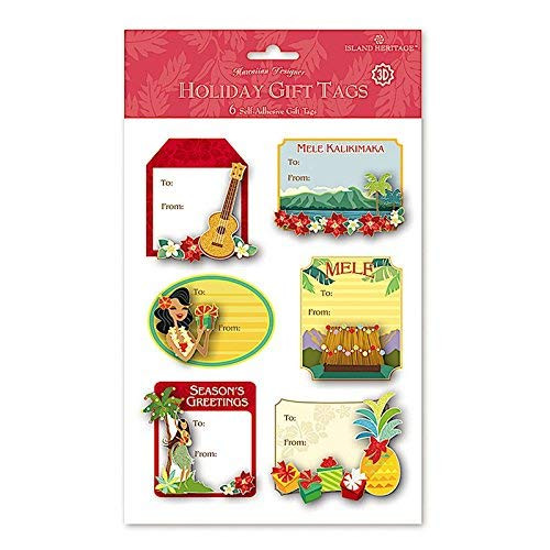 Mele Hula 3D Adhesive Hawaiian Christmas Holiday Tags