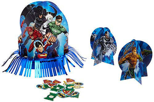 Adventure Filled Justice League Birthday Party Assorted Table Decorating Kit, Multi Colored, Paper, Assorted Sizes, 23-Piece