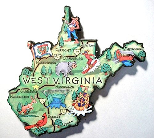 West Virginia the Mountain State Artwood Jumbo Fridge Magnet