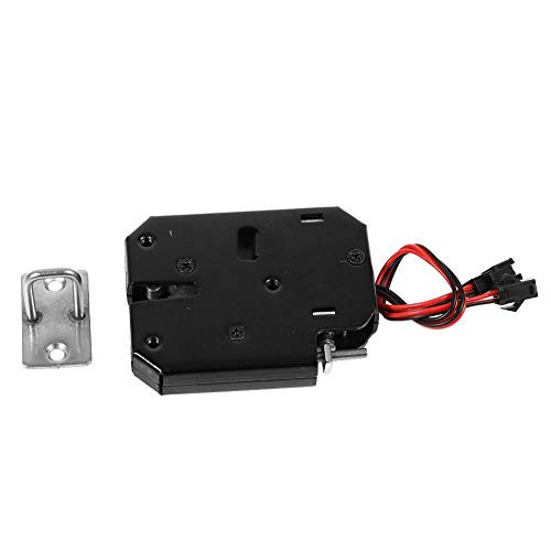 Goick Electric Lock Carbon Steel Electromagnetic Control with Detecting Switch Cabinet Drawer Lockers Latch Steel Black - DC 12V 2A