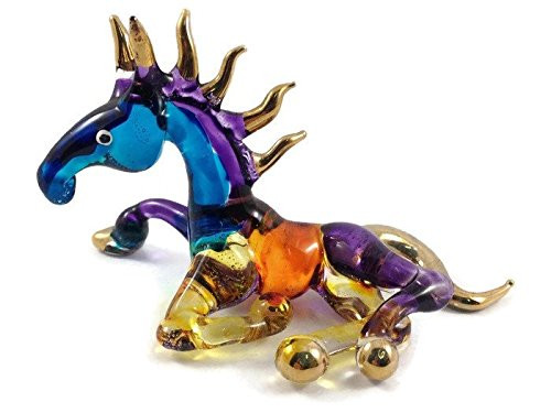 Mr-air-thai-Glass-Blown Miniature Horse Hand Blown Clear Glass Art Horse Figurine Animals Collection Glass Blown FBA