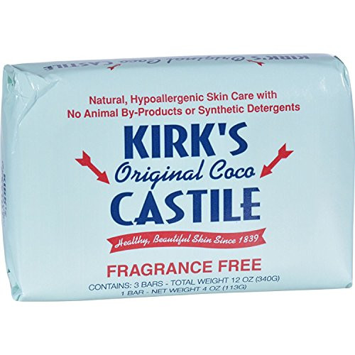 Kirks Natural Soap Bar - Coco Castile - Fragrance Free - 4 oz - Pack of 3