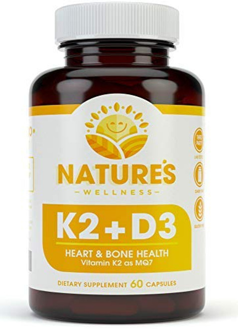 Vitamin K2 mk7 with D3 Supplement for Best Absorption - 2-in-1 Support for Heart Health and Strong Bones Vitamin D K Complex D3 5000 IU K2 100 mcg GMO Gluten Free - 60 Count Vitamin K2 mk7 with D3 Supplement for Best Absorption - 2-in-1 Support for Heart Health and Strong Bones Vitamin D K Complex D3 5000 IU K2 100 mcg GMO Gluten Free - 60 Count