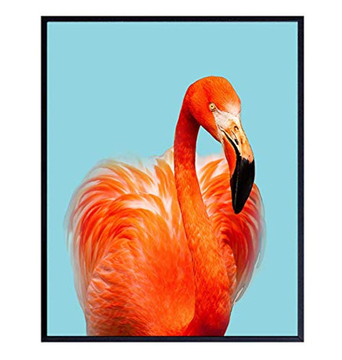 Tropical Pink Flamingo Art Print Wall Art Poster - Unique Home Decor for for Lake or Beach House Bathroom - Makes a Great Gift for Florida Fans - 8x10 Photo Unframed