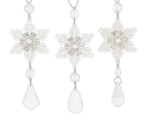 The Bridge Collection Faux Crystal Snowflake Ornaments Set of 3 Assorted