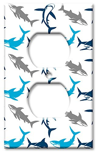 Art Plates Brand Electrical Outlet WallOVERSIZE Switch Plate - Sharks Seamless