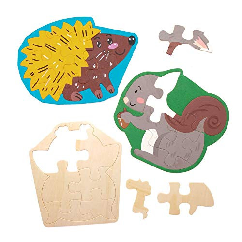 Baker Ross AW873 Woodland Animal Wooden Puzzles - Pack of 5 Arts and Crafts for Kids Baker Ross AW873 Woodland Animal Wooden Puzzles - Pack of 5 Arts and Crafts for Kids