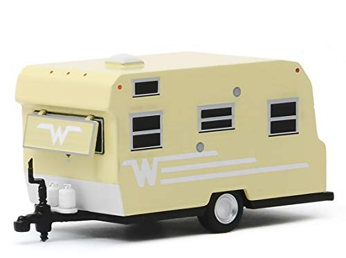 1965 Winnebago 216 Travel Trailer Yellow with White Stripes Hitched Homes Series 7 164 Diecast Model by Greenlight 34070 B