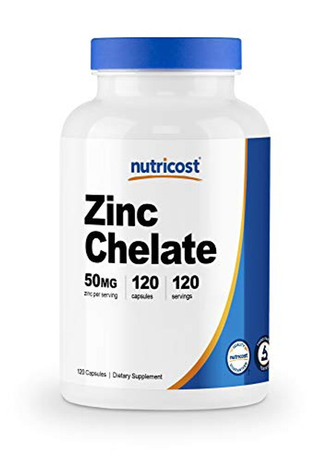 Nutricost Zinc Chelate 50mg 120 Veggie Capsules - Gluten Free and Non-GMO Nutricost Zinc Chelate 50mg 120 Veggie Capsules - Gluten Free and Non-GMO