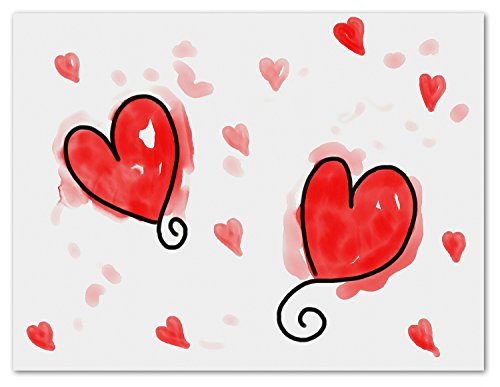 Playful Hearts Blank Note Cards - Valentines Day Greeting Cards with Envelopes - 5_5x4_25 12 Pack