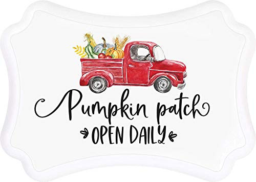 P_ Graham Dunn Pumpkin Patch Open Classic White 6 x 4_23 Wood Harvest Decorative Ornate Sign