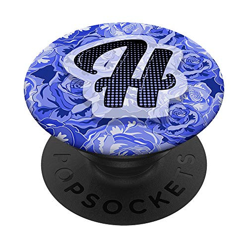 Letter H - Blue Roses Monogram Name Initials PopSockets Grip and Stand for Phones and Tablets