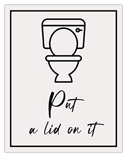 Put A Lid On It Funny Bathroom Typography Wall Art Print - 8x10 Unframed Picture For Home Office   Dorm Decor For Bathroom - Great Housewarming Gift Idea Under 15
