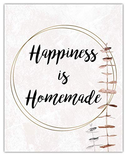 Happiness Is Homemade Typography Wall Art Print - 8x10 Unframed Picture For Home Office Dorm   Bedroom Decor - Great Motivational Gift Idea Under 15