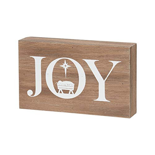 Collins Painting Joy Jesus in a Manger Rustic Wood Block Sign