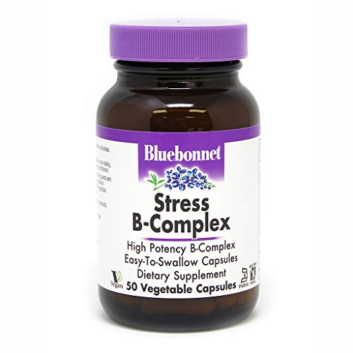 Bluebonnet Nutrition Stress B Complex Vegetable Capsules Vitamin B6 B12 Biotin Folate Stress Relief Vegan Vegetarian Gluten Free Soy Free Milk Free Kosher 50 Vegetable Capsules