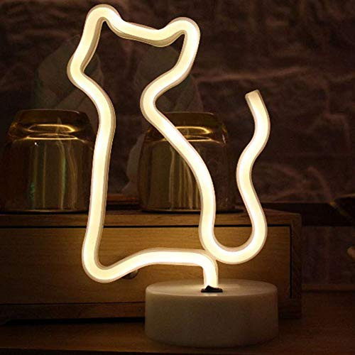 Decorative Cat Neon Sign Light LED Animal Neon Night Light Art Wall Decor for Baby Room Birthday as Kids Gift Party Supplies (Yellow Cat)